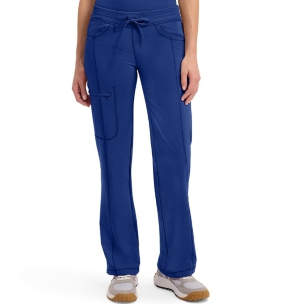 Cherokee Infinity Womens Petite XS Low Rise Straight Leg Scrub Pants Galaxy Blue